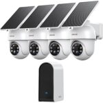 ANSQUE Solar-Akkukamera-Set mit zwei schwenkbaren 2K-Kameras und Basisstation