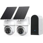 ANSQUE Solar-Akkukamera-Set mit vier schwenkbaren 2K-Kameras und Basisstation