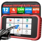 LAUNCH CRP129E V2.0 OBD2-Diagnosegerät mit 5-Zoll-Touchscreen und Diagnosekabel.
