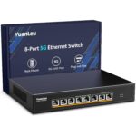 YuanLey YS25-1602 Netzwerk-Switch mit 16 RJ45-Anschlüssen für 2,5 Gbit/s und zwei SFP-Steckplätzen im schwarzen Metallgehäuse