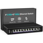 NICGIGA S100-0800T Netzwerk-Switch mit acht 10-Gbit/s-RJ45-Ports im schwarzen Metallgehäuse für die 19-Zoll-Montage