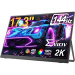 EVICIV tragbarer Monitor mit 18,5 Zoll Full-HD-Display, ausgeklapptem Ständer und gepolsterter Transporthülle