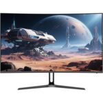 Amzfast AMZG27C1Q Pro 27-Zoll-Curved-Monitor mit 1500R Krümmung auf Metallständer