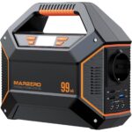 MARBERO Powerstation 99 Wh in Aprikose mit faltbarem 30-Watt-Solarmodul