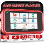 LAUNCH CRP129E V2.0 OBD2-Diagnosegerät mit 5-Zoll-Touchscreen und Diagnosekabel.
