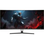Amzfast AMZG34C5Q Pro 34-Zoll-Ultrawide-Monitor, 1500R gebogen, auf höhenverstellbarem Standfuss