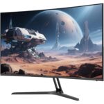 Amzfast AMZG27C1Q Pro 27-Zoll-Curved-Monitor mit 1500R Krümmung auf Metallständer