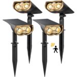 Linkind StarRay Solarstrahler mit Bewegungsmelder auf Erdspiess, 2er-Pack