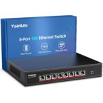 YuanLey YS25-1602 Netzwerk-Switch mit 16 RJ45-Anschlüssen für 2,5 Gbit/s und zwei SFP-Steckplätzen im schwarzen Metallgehäuse