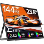 EVICIV tragbarer QLED-Monitor mit 21,5 Zoll Bildschirm und ausgeklapptem Ständer