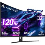 Amzfast AMZG27C1 Pro, gekrümmter 27-Zoll-Bildschirm mit 240 Hz, Frontansicht auf dem Standfuss