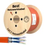 CAT-7-Verlegekabel S/FTP mit PiMF-Schirmung als 500-Meter-Ring für die feste Netzwerkverkabelung im Gebäude.