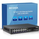 NICGIGA S25-2402N Netzwerk-Switch mit 24 Ports zu 2,5 Gbit/s und zwei SFP+-Steckplätzen im lüfterlosen Metallgehäuse