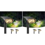 Linkind StarRay Solarstrahler mit Bewegungsmelder auf Erdspiess, 2er-Pack