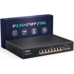 YuanLey YS100-0800TP 8-Port 10G PoE Switch im schwarzen Metallgehäuse mit acht RJ45-Ports