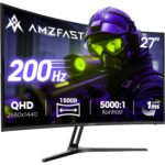 Amzfast AMZG27C1 Pro, gekrümmter 27-Zoll-Bildschirm mit 240 Hz, Frontansicht auf dem Standfuss