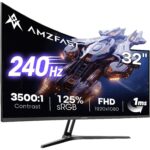 Amzfast AMZG27C1 Pro, gekrümmter 27-Zoll-Bildschirm mit 240 Hz, Frontansicht auf dem Standfuss