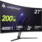 Amzfast AMZG34C5Q Pro 34-Zoll-Ultrawide-Monitor, 1500R gebogen, auf höhenverstellbarem Standfuss