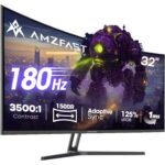 Amzfast AMZG27C1Q Pro 27-Zoll-Curved-Monitor mit 1500R Krümmung auf Metallständer