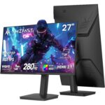 Amzfast AMZG27C1 Pro, gekrümmter 27-Zoll-Bildschirm mit 240 Hz, Frontansicht auf dem Standfuss