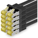 Zehn orange Cat.7 Netzwerkkabel mit je 2 Metern Länge und RJ45-Steckern