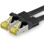 Zehn orange Cat.7 Netzwerkkabel mit je 2 Metern Länge und RJ45-Steckern