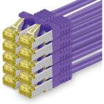 Zehn orange Cat.7 Netzwerkkabel mit je 2 Metern Länge und RJ45-Steckern