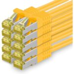 Zehn orange Cat.7 Netzwerkkabel mit je 2 Metern Länge und RJ45-Steckern