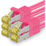 Zehn orange Cat.7 Netzwerkkabel mit je 2 Metern Länge und RJ45-Steckern