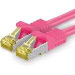 Zehn orange Cat.7 Netzwerkkabel mit je 2 Metern Länge und RJ45-Steckern