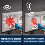 Optisches Signal ueber rot blinkende LED und akustisches Signal ueber den integrierten Summer