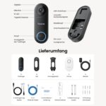 Lieferumfang der Reolink Türklingel mit Chime, Netzteil, Montageplatte, Keil, Kabeln und Anschluessen fuer LAN und microSD