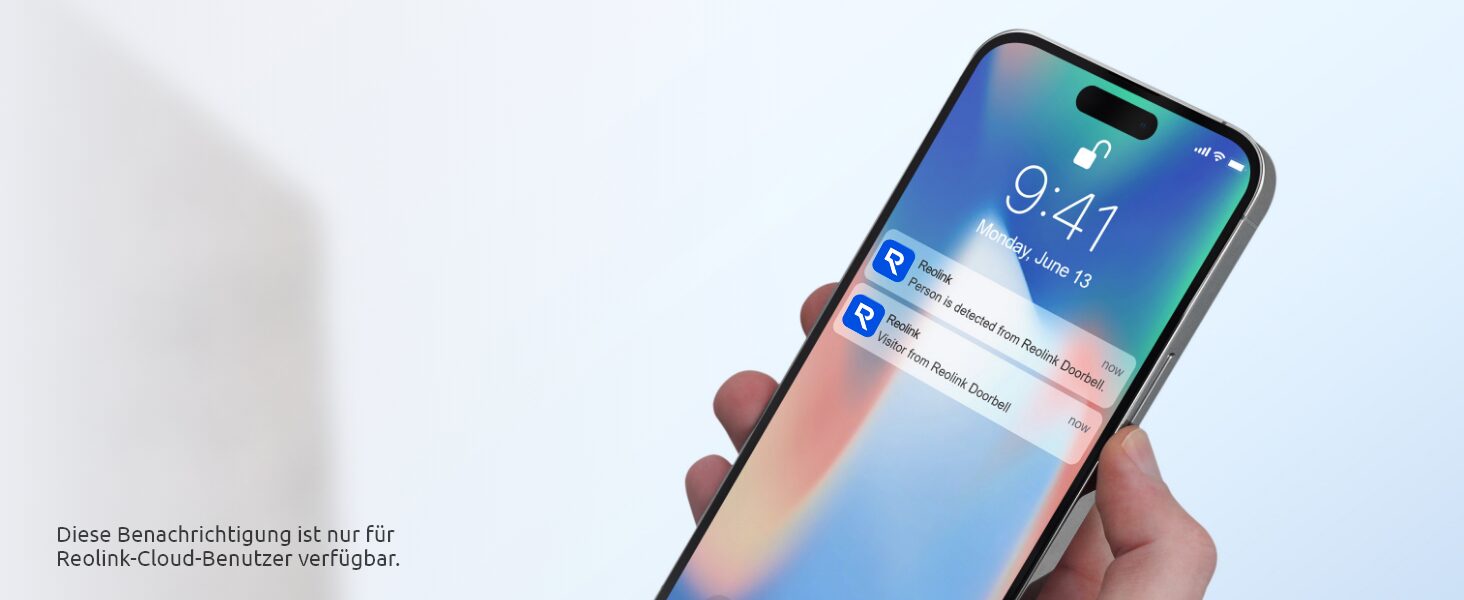 Push-Benachrichtigung der Reolink App auf dem Sperrbildschirm bei erkannter Person