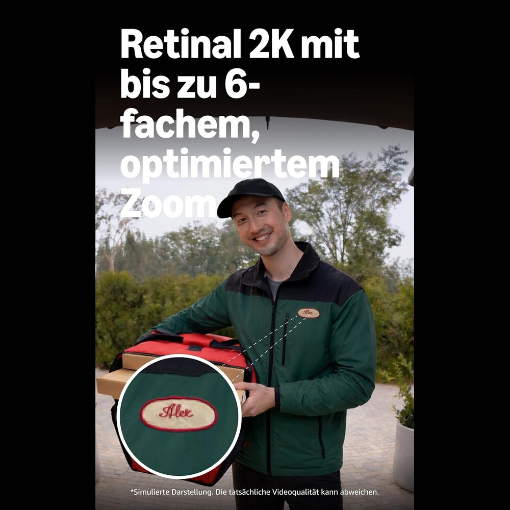Ring Akku-Videotürklingel mit Retinal 2K und bis zu 6-fachem Zoom