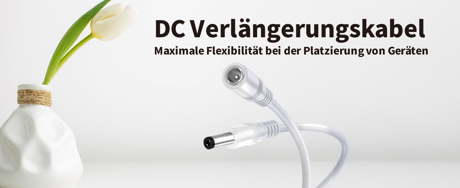 DC-Verlaengerungskabel mit Stecker und Buchse: maximale Flexibilitaet bei der Platzierung von Geraeten