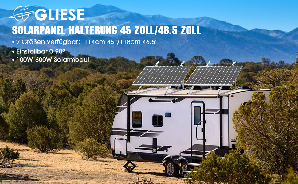 GLIESE Solarmodul-Halterung 114 cm, 0–90° verstellbar, 2er-Set – Detail 1