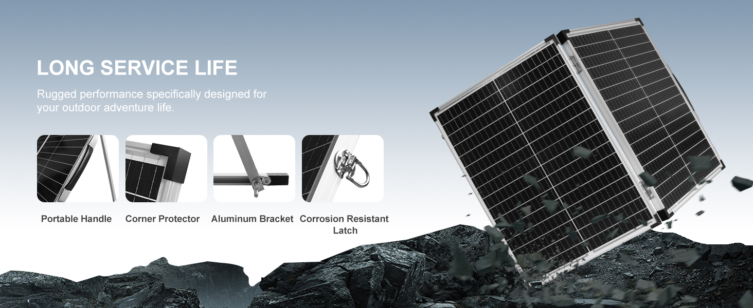 DOKIO Solarkoffer 100 W 18 V faltbares Solarpanel mit Laderegler – Detail 1