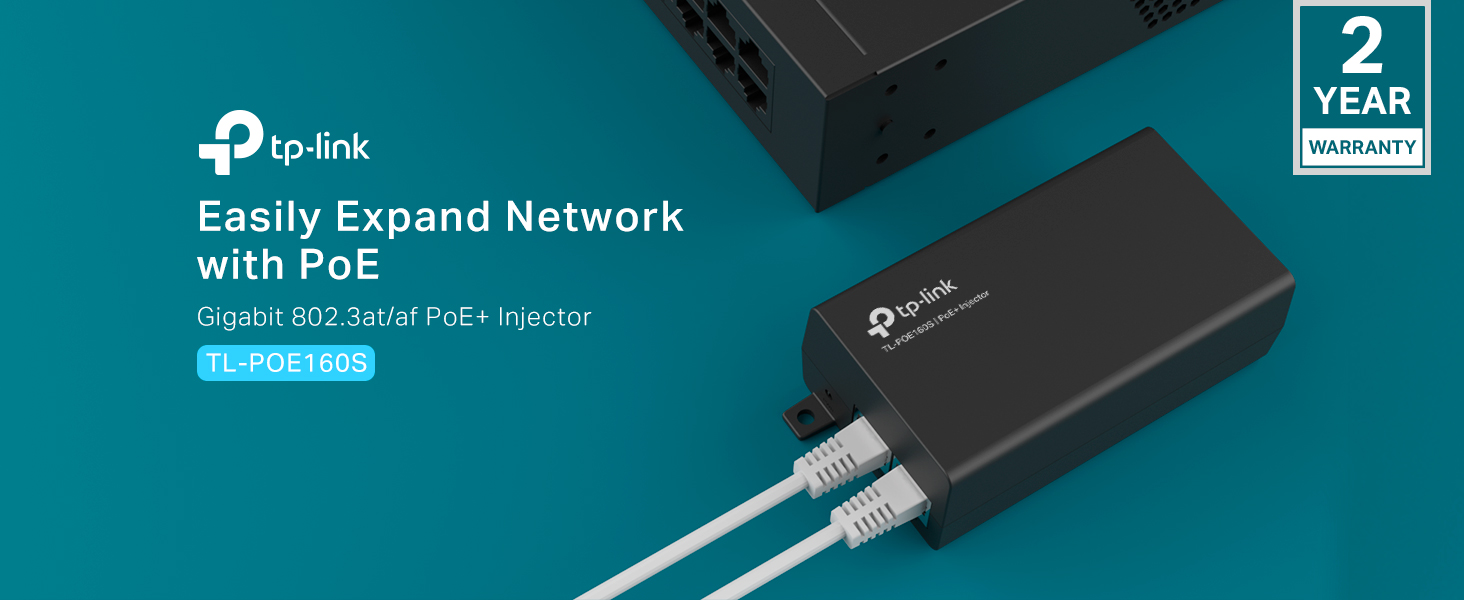 TP-Link TL-POE160S PoE+ Injektor, 2 Gigabit-Ports, 30 W, 802.3af/at – Detail 1