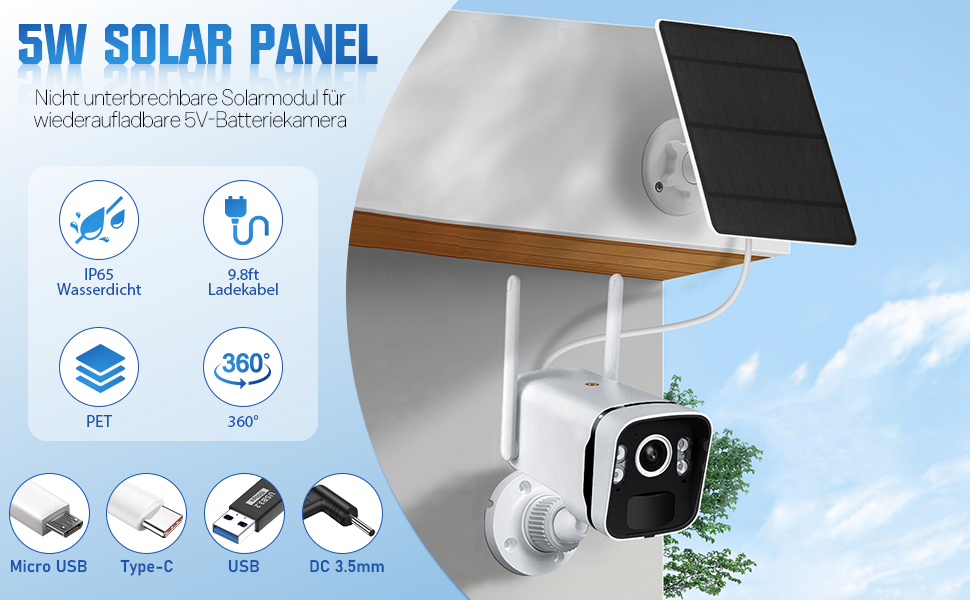 XIIW Solarpanel 5 W für Akku-Überwachungskameras – Detail 1