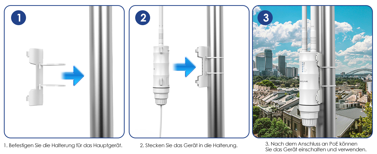WAVLINK WN570HA2 AC1200 Outdoor WLAN-Repeater mit PoE – Detail 8