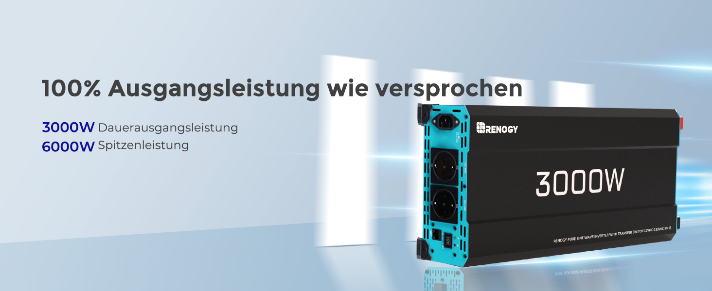 Renogy 3000 W Wechselrichter 12 V auf 230 V reiner Sinus mit Netzvorrangschaltung – Detail 10