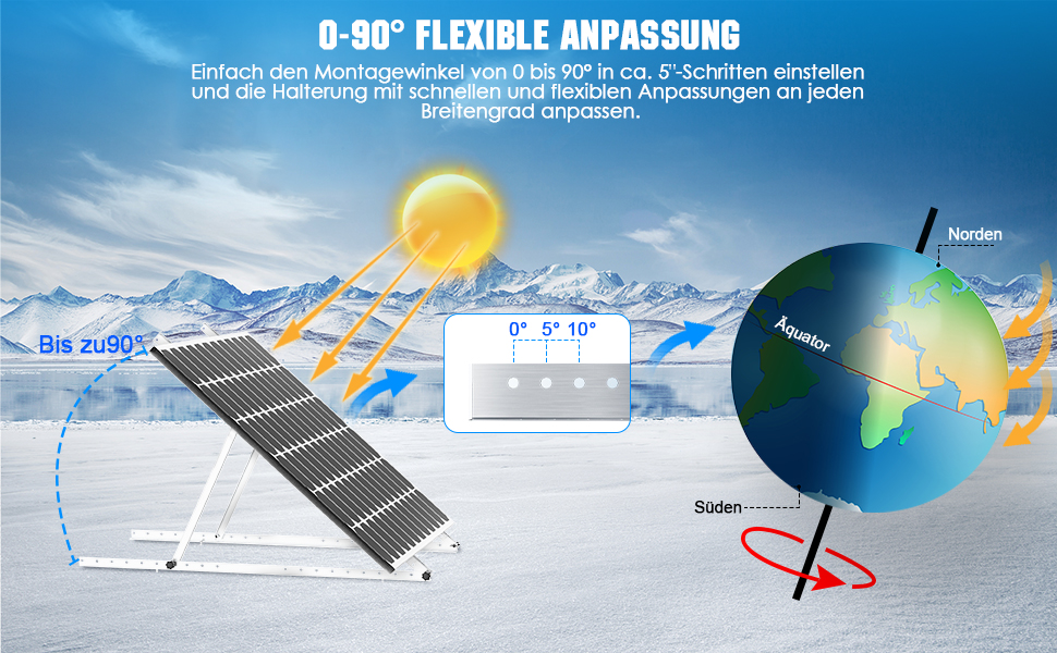GLIESE Solarmodul-Halterung 114 cm, 0–90° verstellbar, 2er-Set – Detail 2
