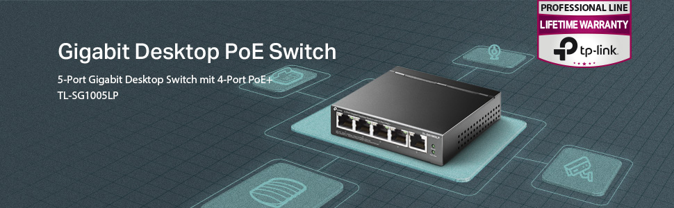 TP-Link TL-SG1005LP 5-Port-Gigabit-PoE-Switch mit 4 PoE+-Ports – Detail 1