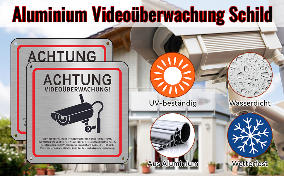 Svalor VS-4 Warnschild Videoüberwachung aus Aluminium – Detail 2