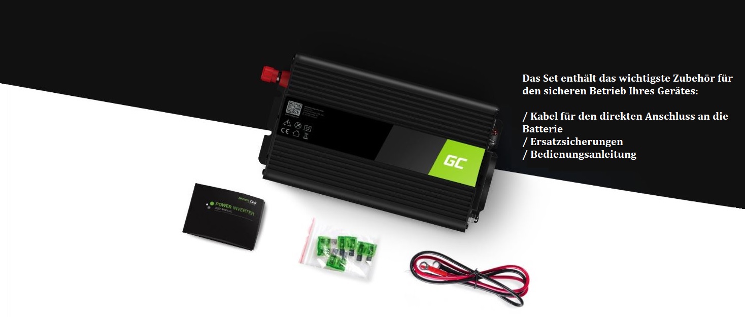 Green Cell Wechselrichter 12 V auf 230 V reiner Sinus 500 W / 1000 W – Detail 9