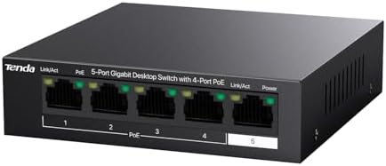 Tenda PoE Switch 5-Port 4x PoE+