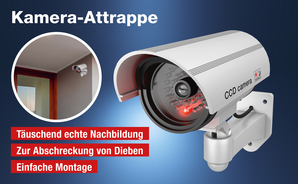 BASI Kamera-Attrappe mit blinkender LED, silber – Detail 1
