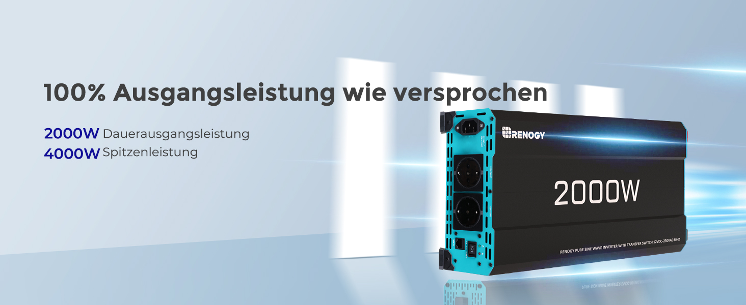 Renogy 2000 W Wechselrichter 12 V auf 230 V reiner Sinus mit Netzvorrangschaltung – Detail 10
