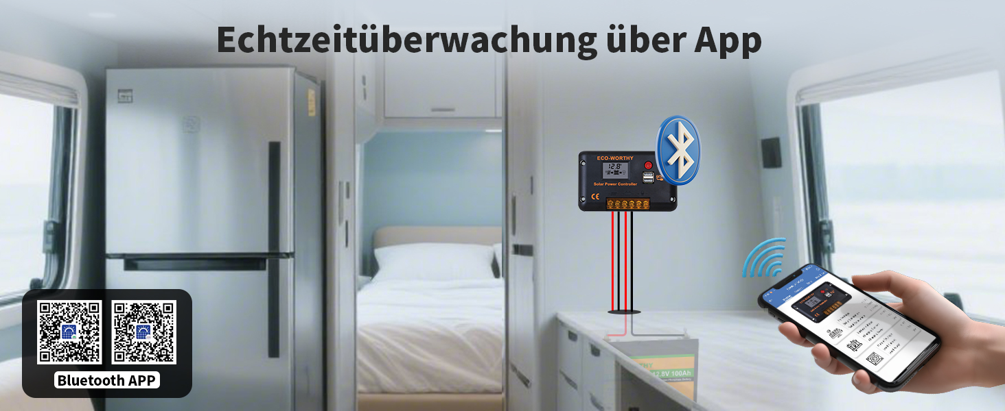 ECO-WORTHY 30 A PWM Solarladeregler 12/24 V mit Bluetooth und LCD – Detail 1