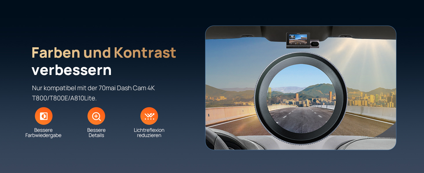 70mai CPL-Polarisationsfilter für Dashcam T800, magnetische Ausrichtung – Detail 1